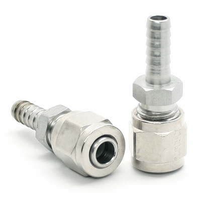 7041: 3/8 OD Tube Compression to 1/4 Barb — Fittings, Inc.