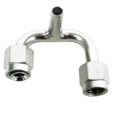 1/4 U-BEND MANIFOLD WITH (2) SWIVEL NUTS AND 90 DEGREE 1/4 BARB SS