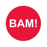 650-0211 BARGUN BUTTON CAP ROUND BAM! RED CAP / WHITE LETTER