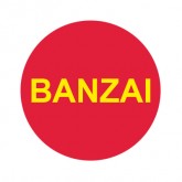 PH10-74-176 BARGUN BUTTON CAP ROUND BANZAI RED CAP / YELLOW LETTER